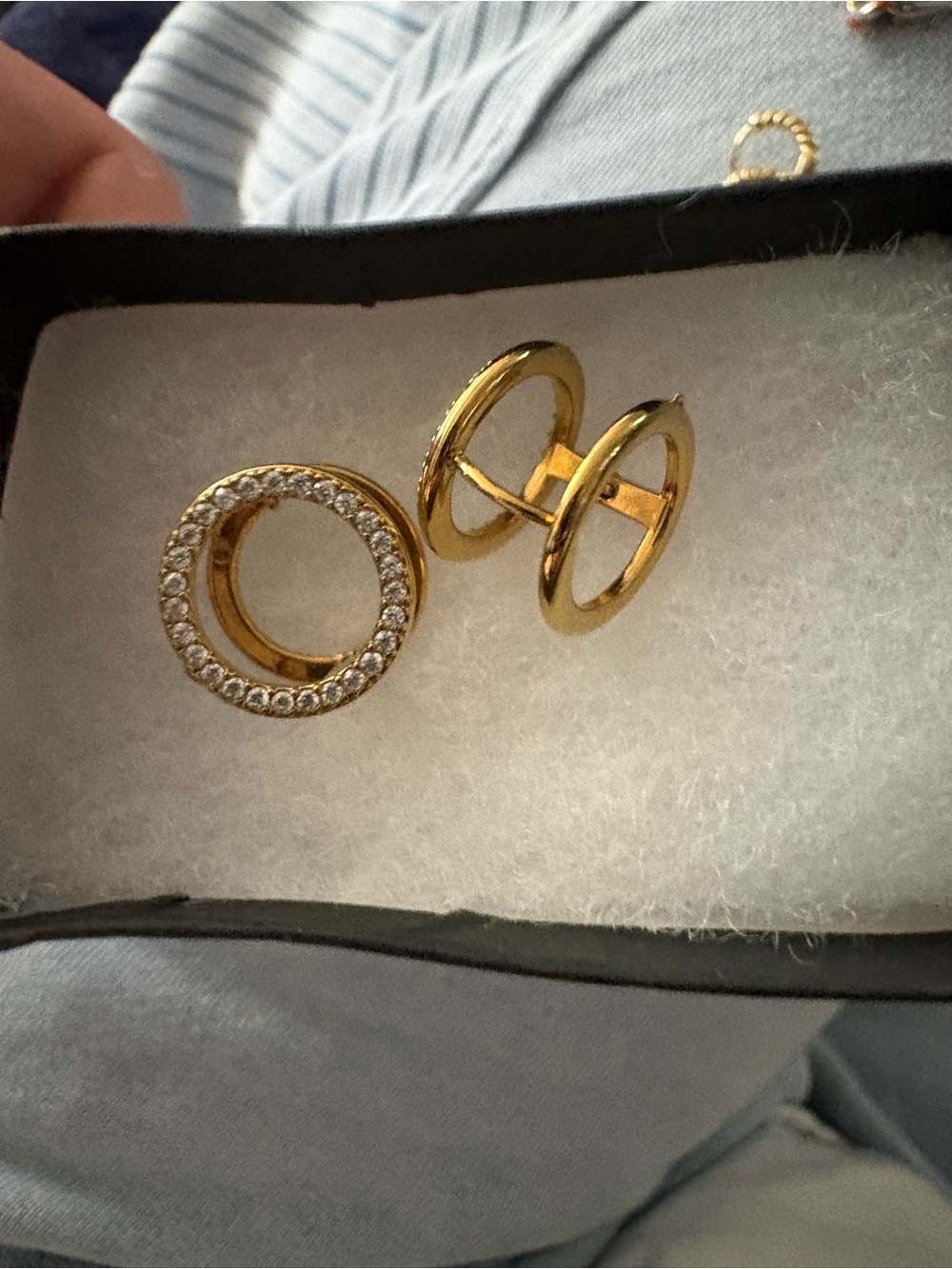 Gold Circular Pavé Crystal Double-Sided Earrings - Gold
